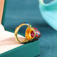Verstellbarer Vintage-Ring mit rotem Korund und Vergoldung