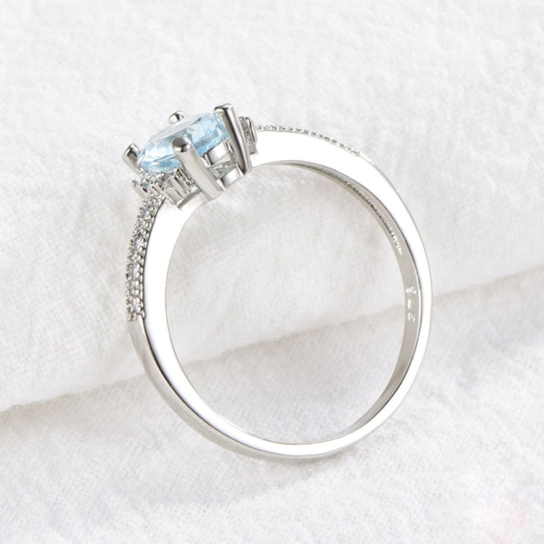 Shining Aquamarine 925 Sterling Silver Ring