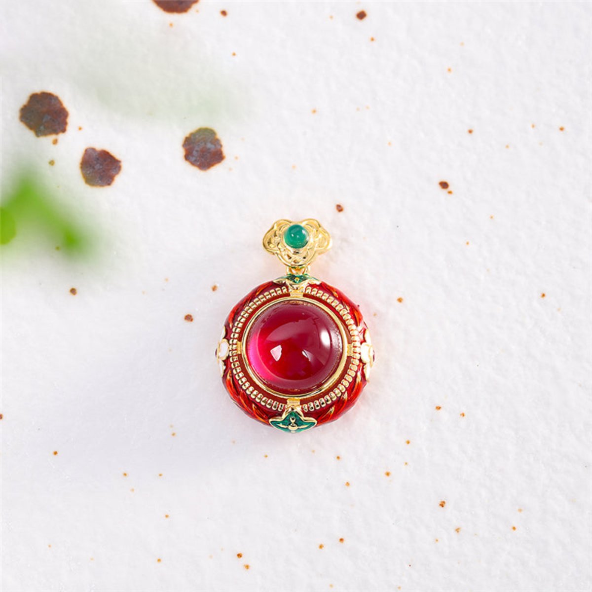 Vintage Red Corundum Sterling Silver Necklace