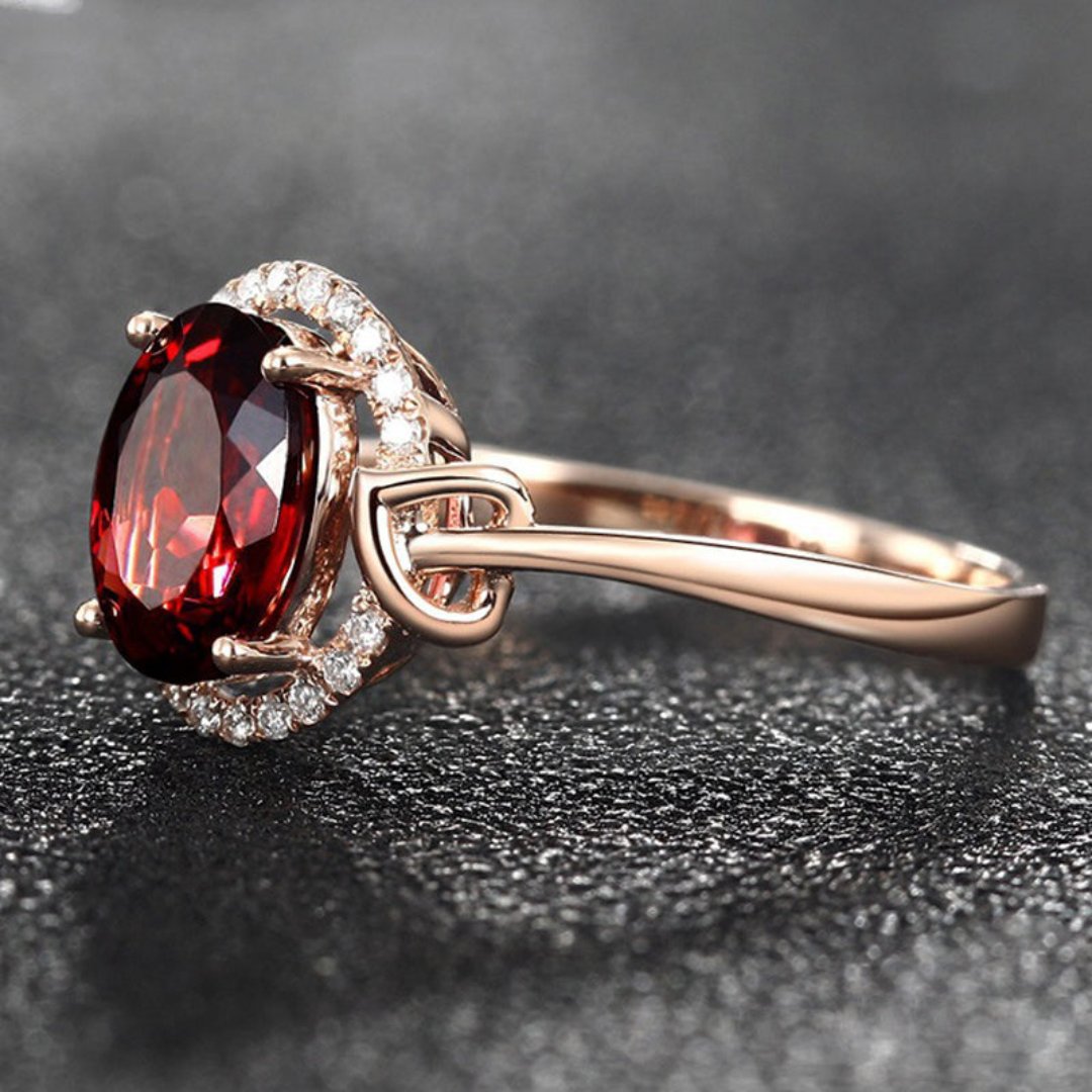 Luxury Garnet & Zircon Sterling Silver Ring