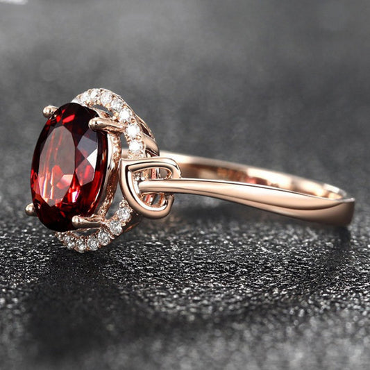 Luxury Garnet & Zircon Sterling Silver Ring