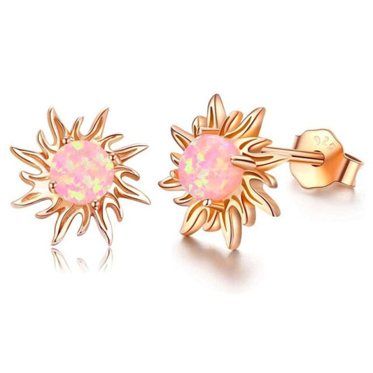 Chic Sunflower Opal Stud Earrings