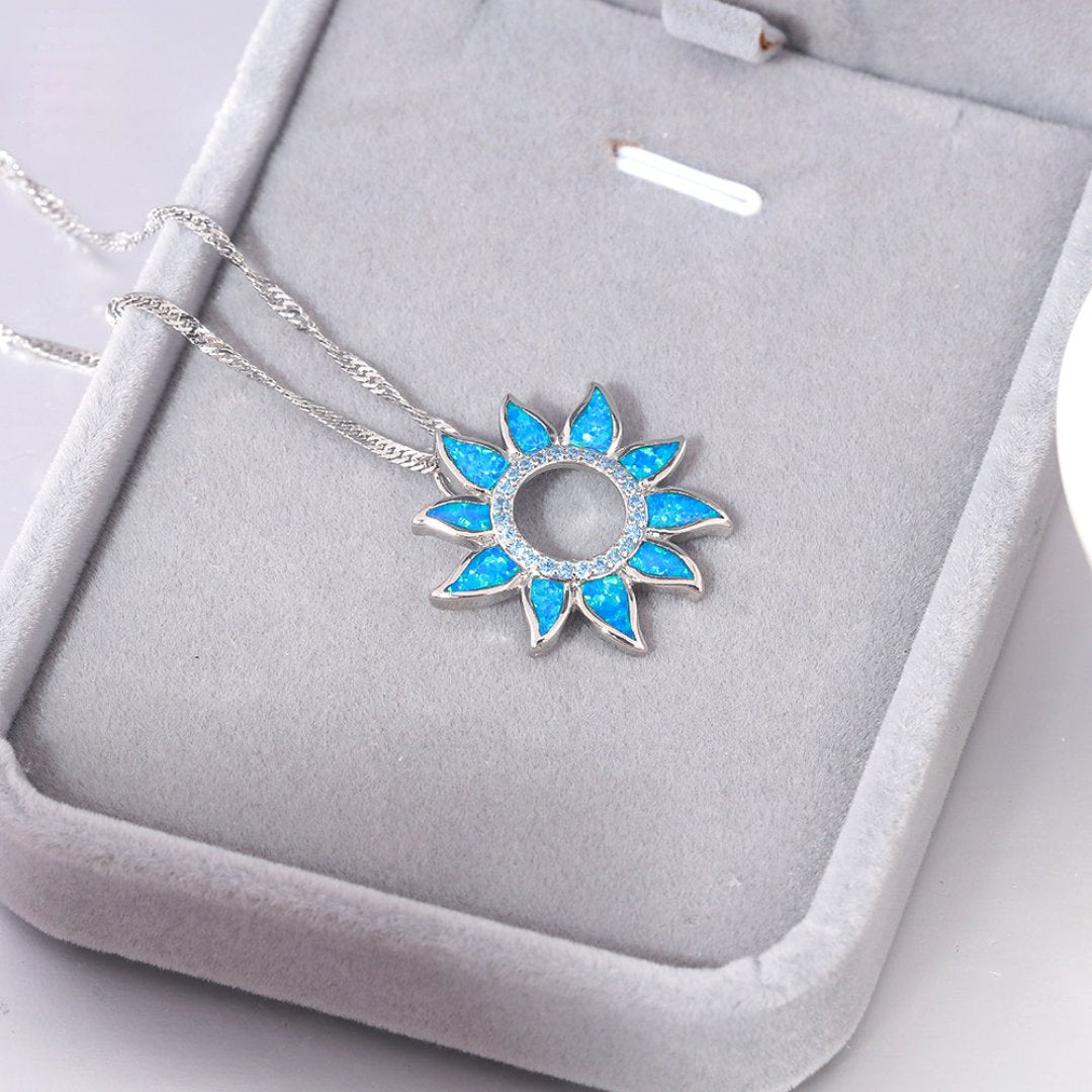 Spiritual Sun Blue Fire Opal Pendant