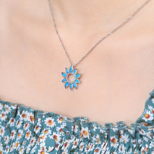 Spiritual Sun Blue Fire Opal Pendant