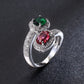 Luxury Emerald & Ruby Silver Ring