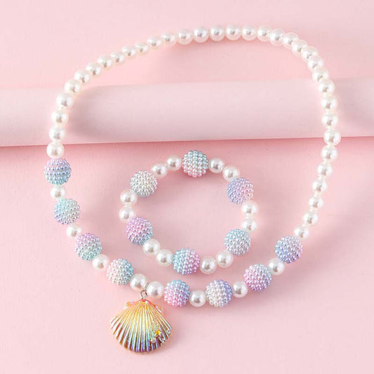 Shiny Shell Pearl Kids Jewelry Set