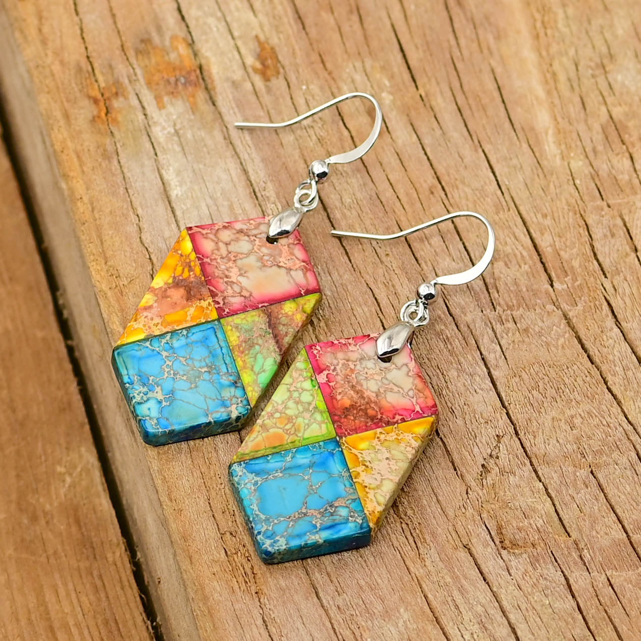 Hexagonal Jasper Earrings