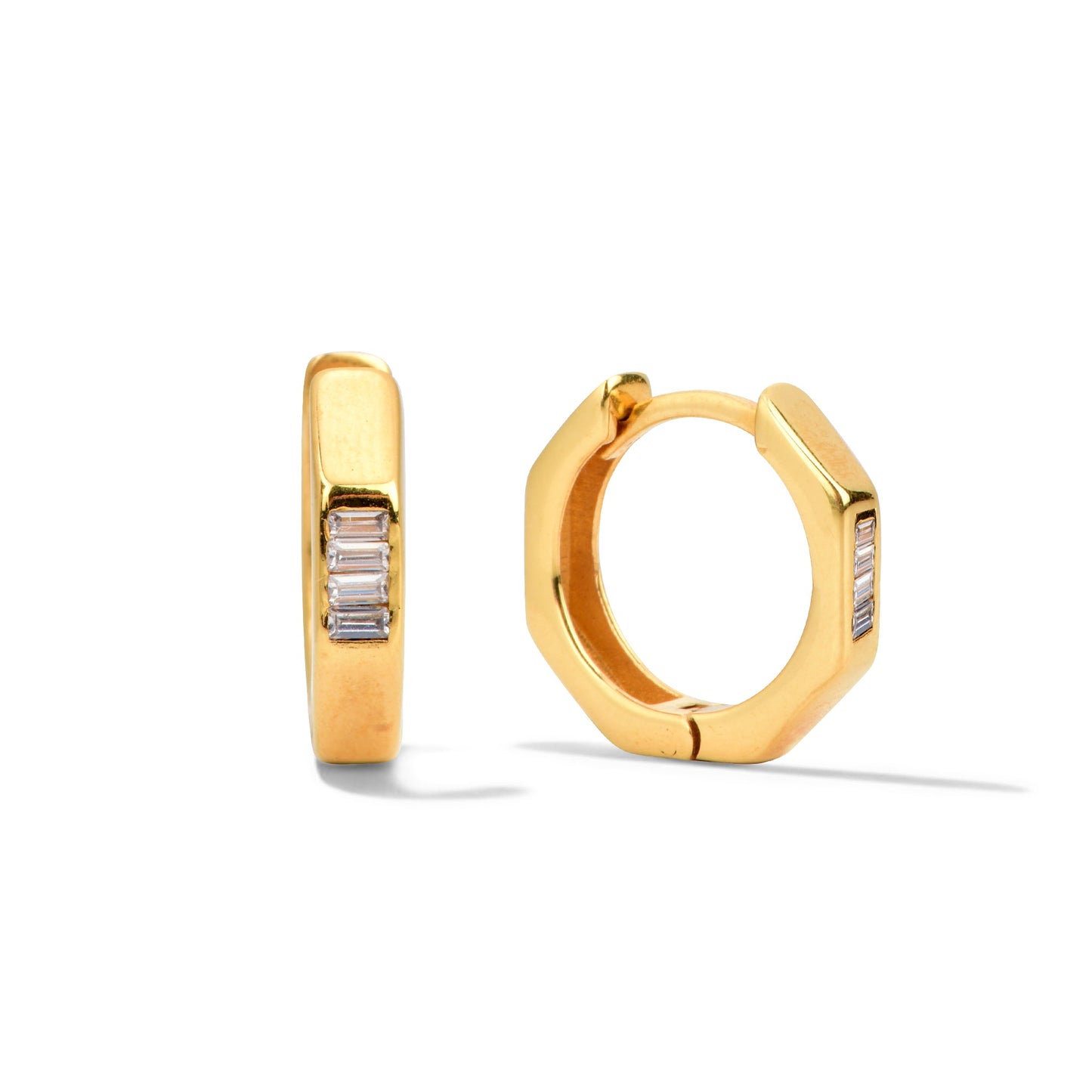 Hexagon 24K Gold Vermeil Hoop Earrings
