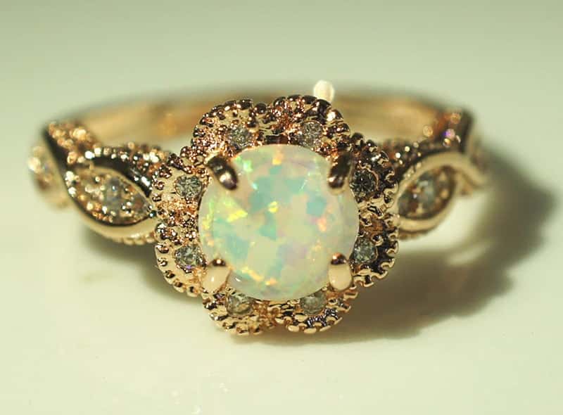 Flower Zirconia Opal Ring