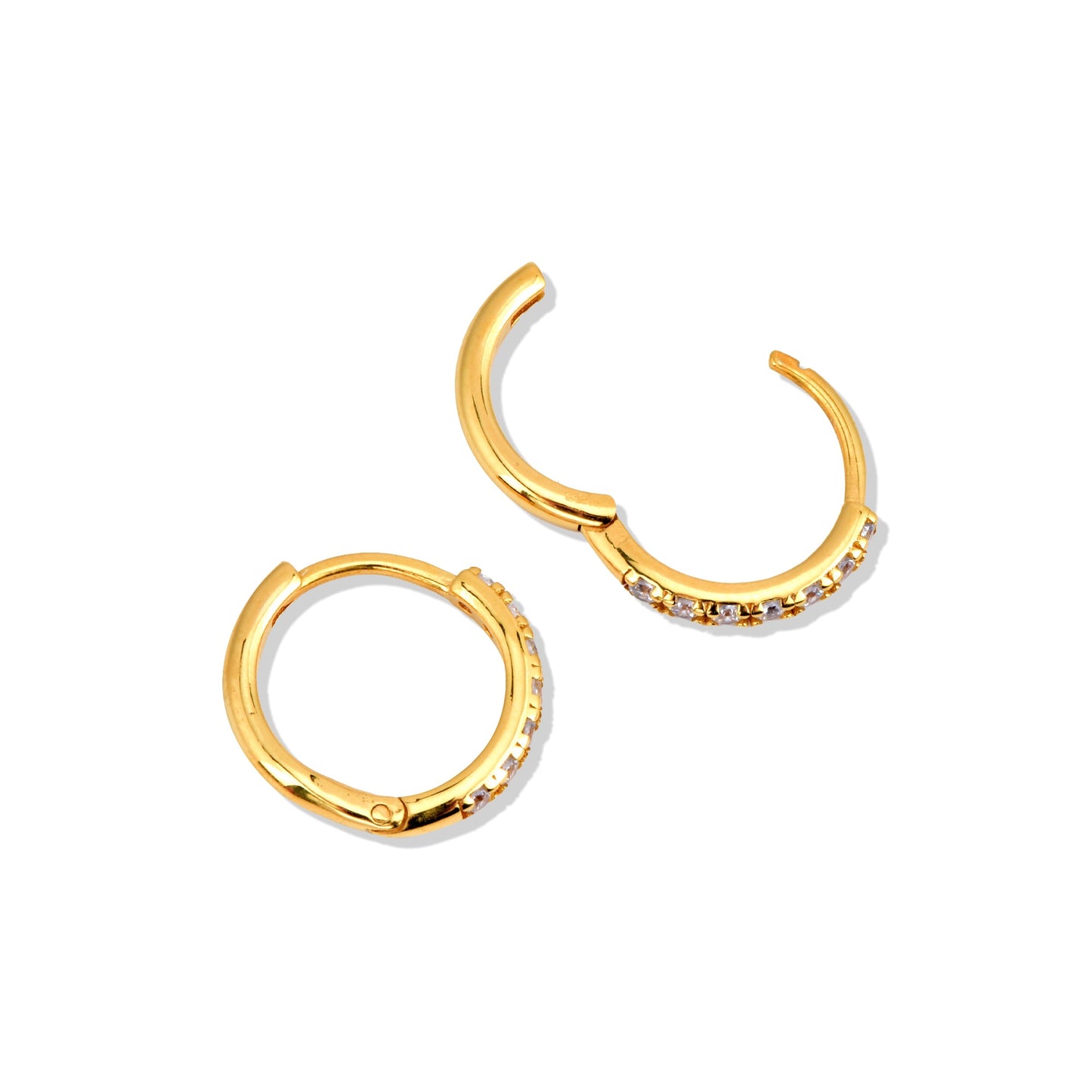 Creolen „Pave Huggie“ aus 24 Karat Gold Vermeil