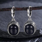 Vintage Natural Stone Oval Hoop Earrings