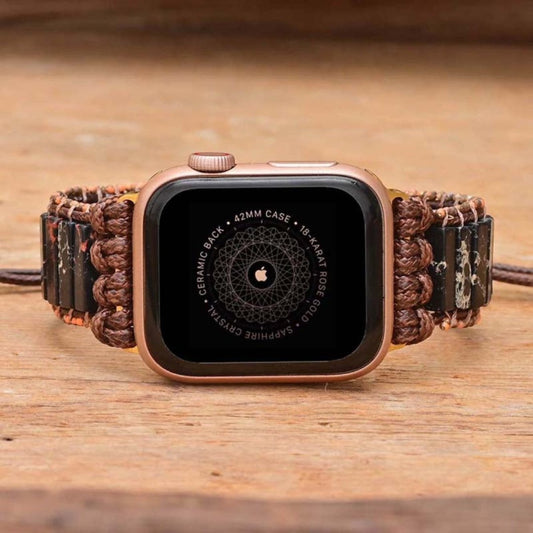 Böhmisches schwarzes Jaspis-Stein-Apple-Watch-Armband