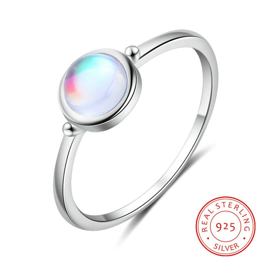Minimalist Moonstone 925 Sterling Silver Ring