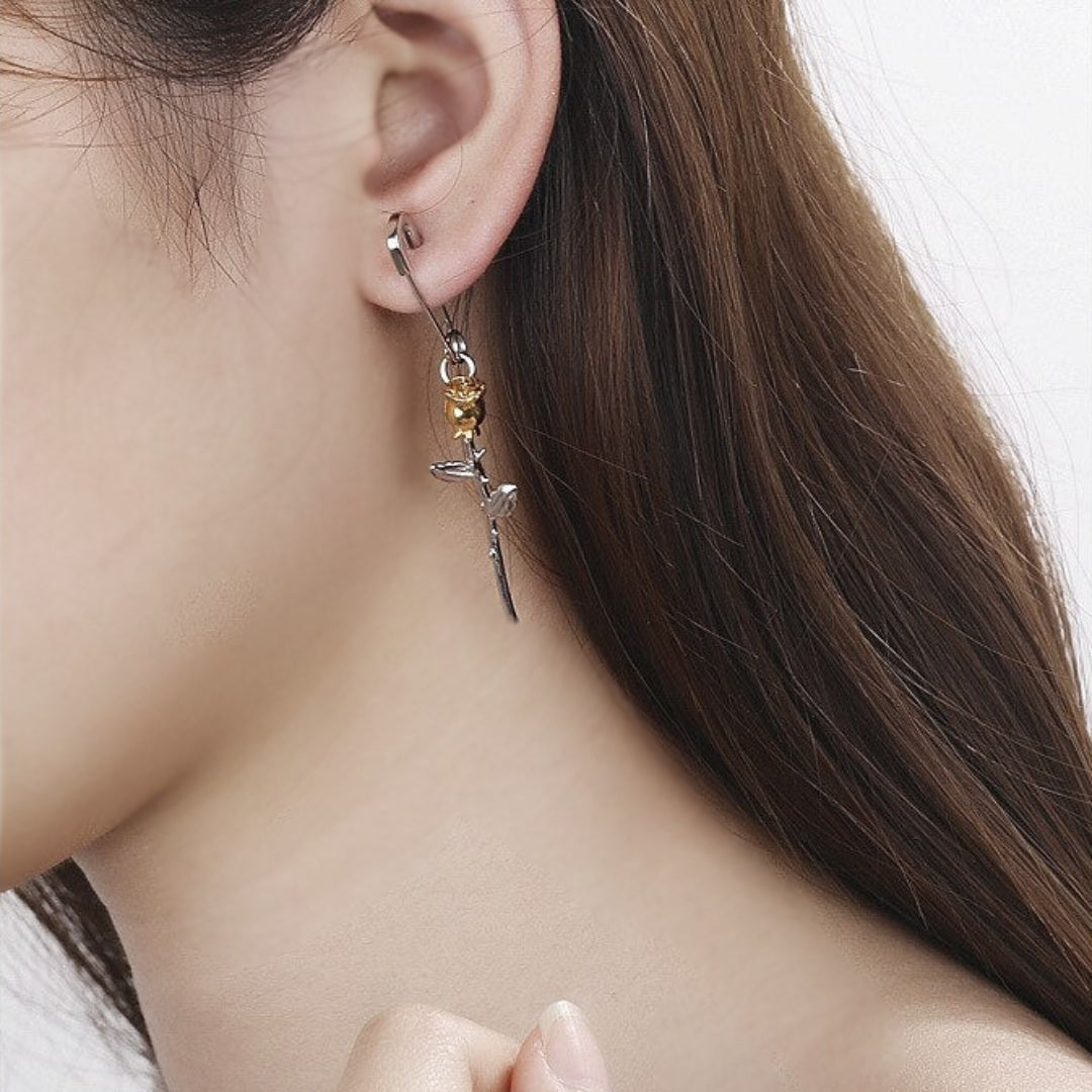 Shahmaran Rose Silver Single Earring