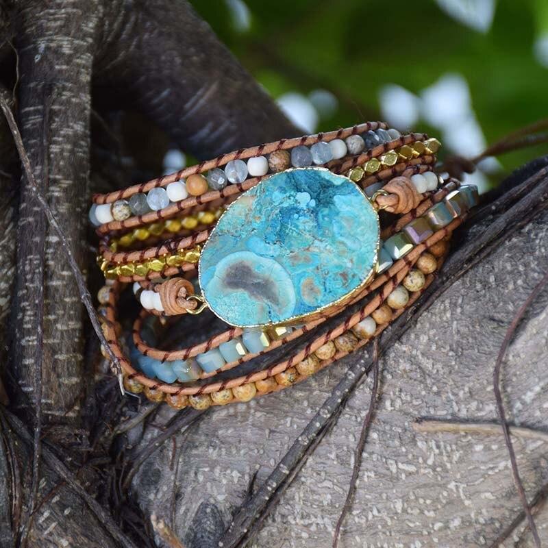 Ocean Jasper Golden Bracelet