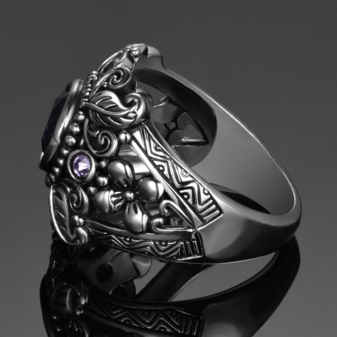 Amethyst-Ring aus 925er Sterlingsilber im Vintage-Stil