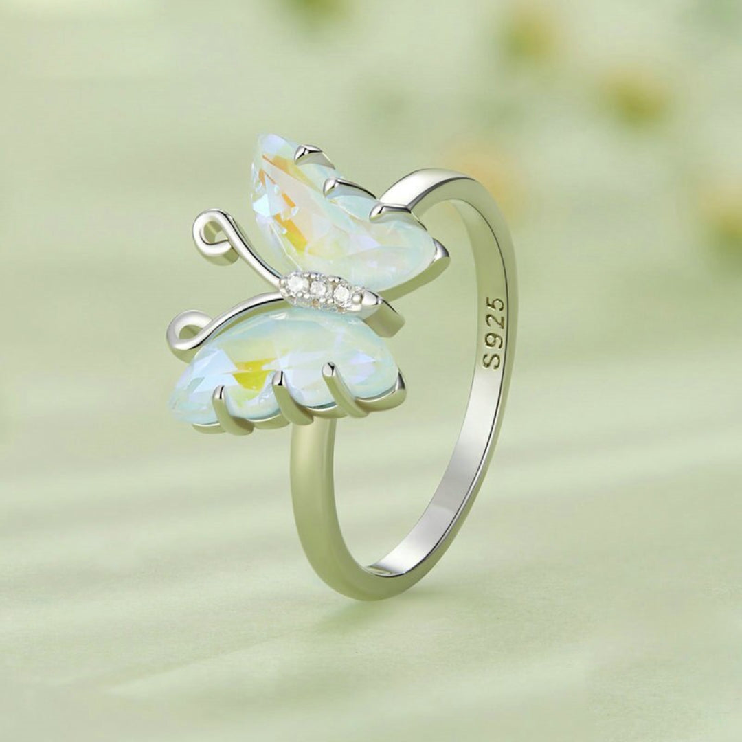 Schmetterling Aquamarin Sterling Silber Ring