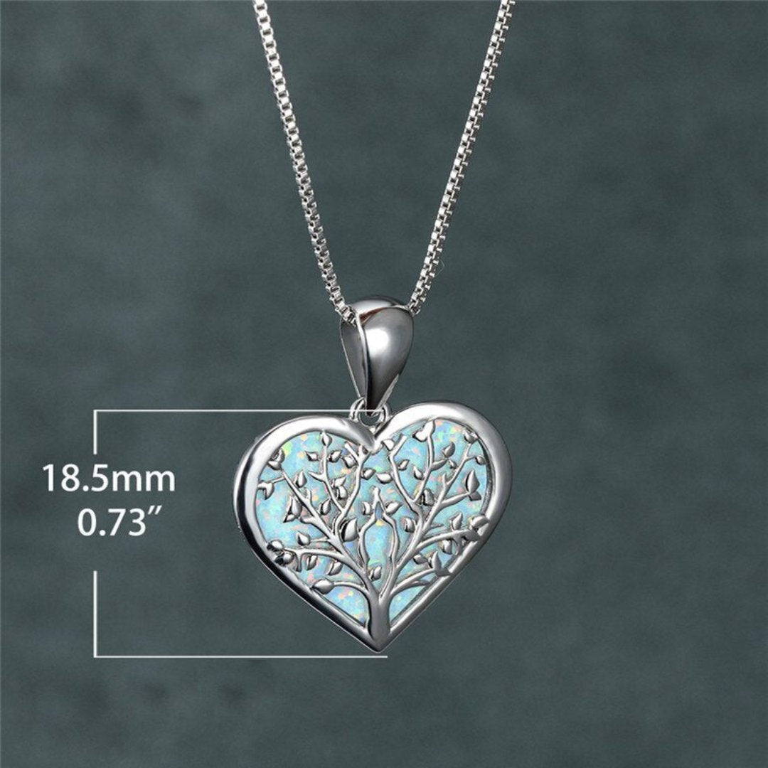 Tree Of Life Opal Heart Necklace