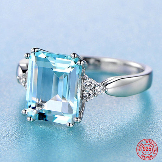Chic Aquamarine 925 Sterling Silver Ring