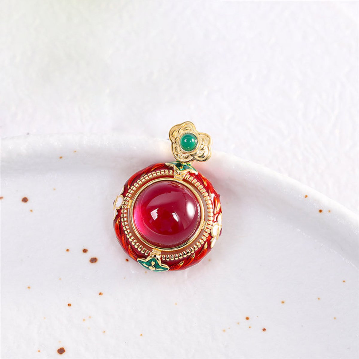 Vintage Red Corundum Sterling Silver Necklace