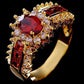 Elegant Blue & Red Zirconia Ring