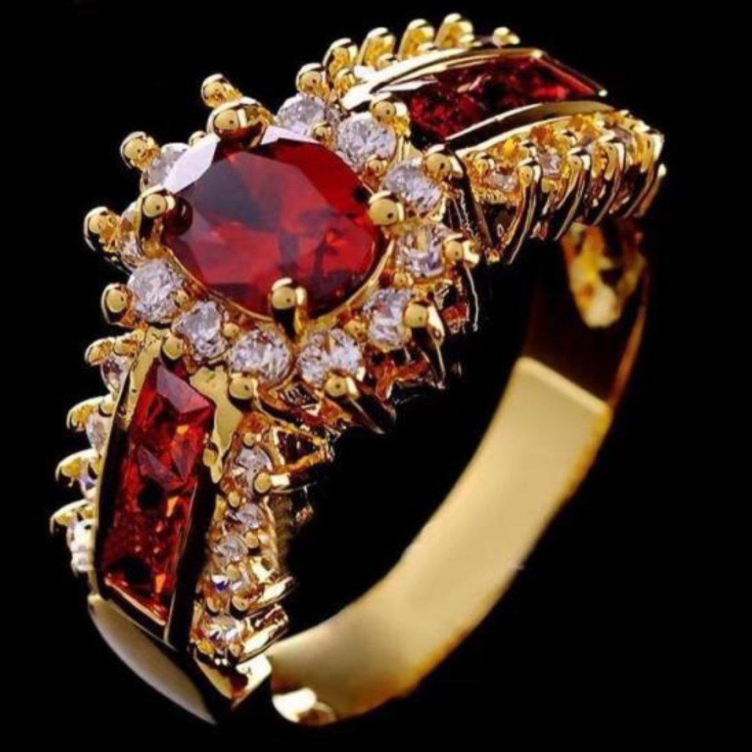 Elegant Blue & Red Zirconia Ring