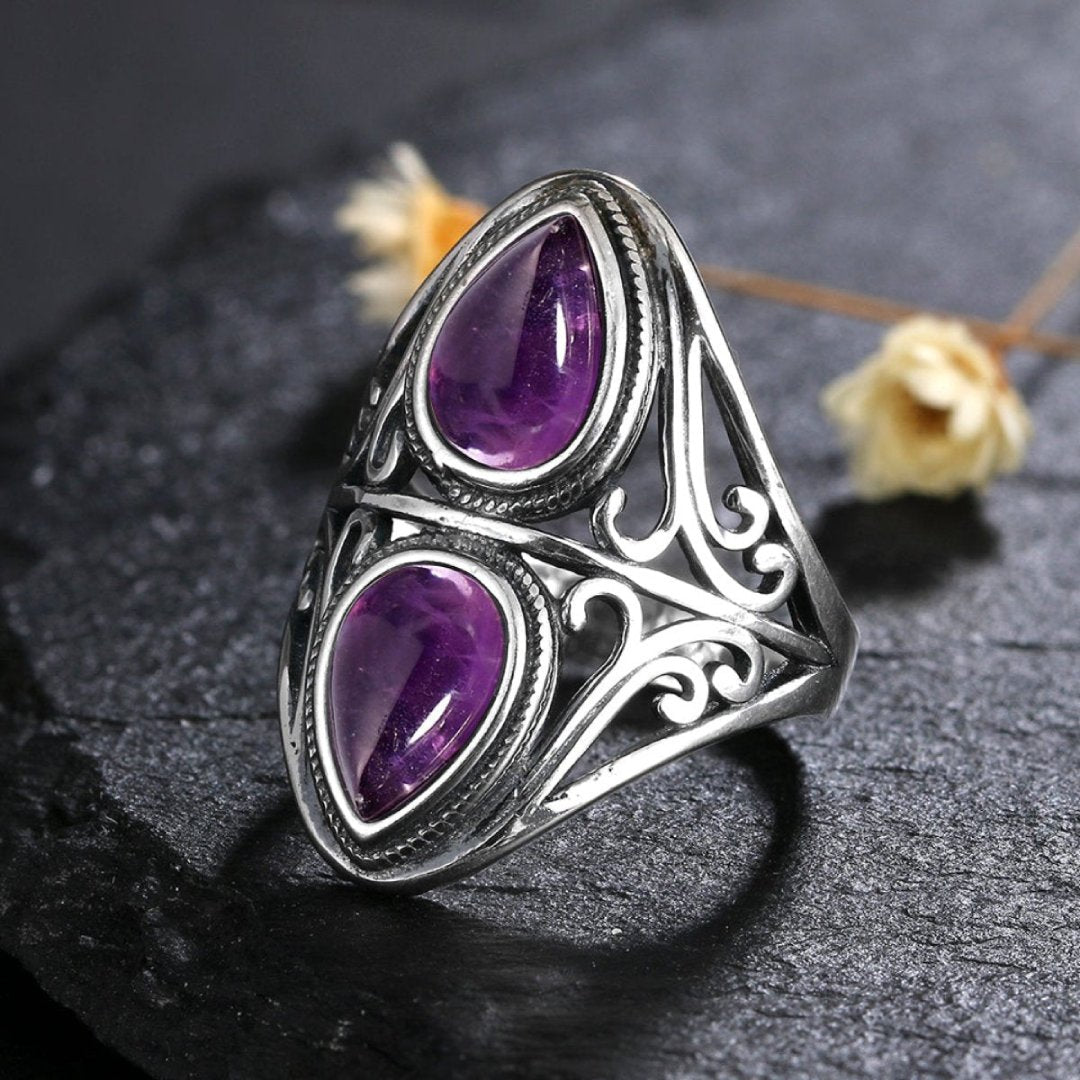 Vintage Naturstein Silber Ringe 