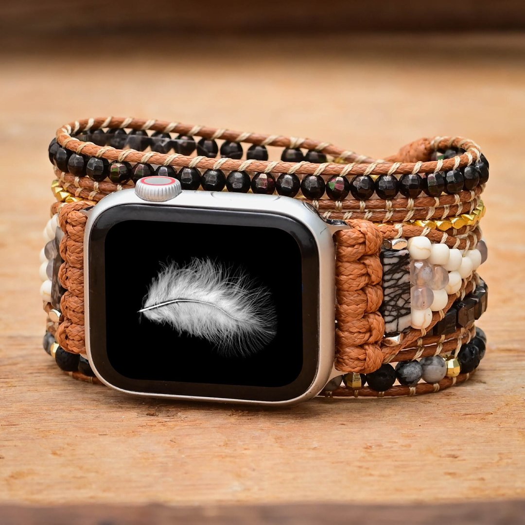 Retro-Armband für Apple Watch aus natürlichem Onyx