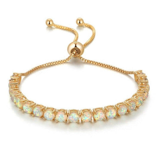Spirituelles weißes Opal-Silberarmband 