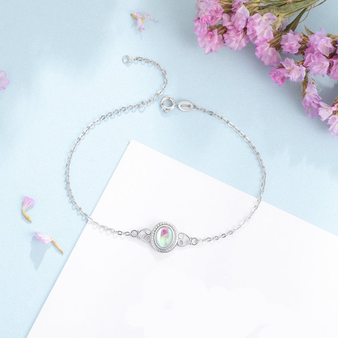 Lucky Rainbow Moonstone Sterling Silver Bracelet