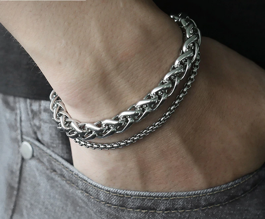 Krieger-Armband aus Stahlkette 