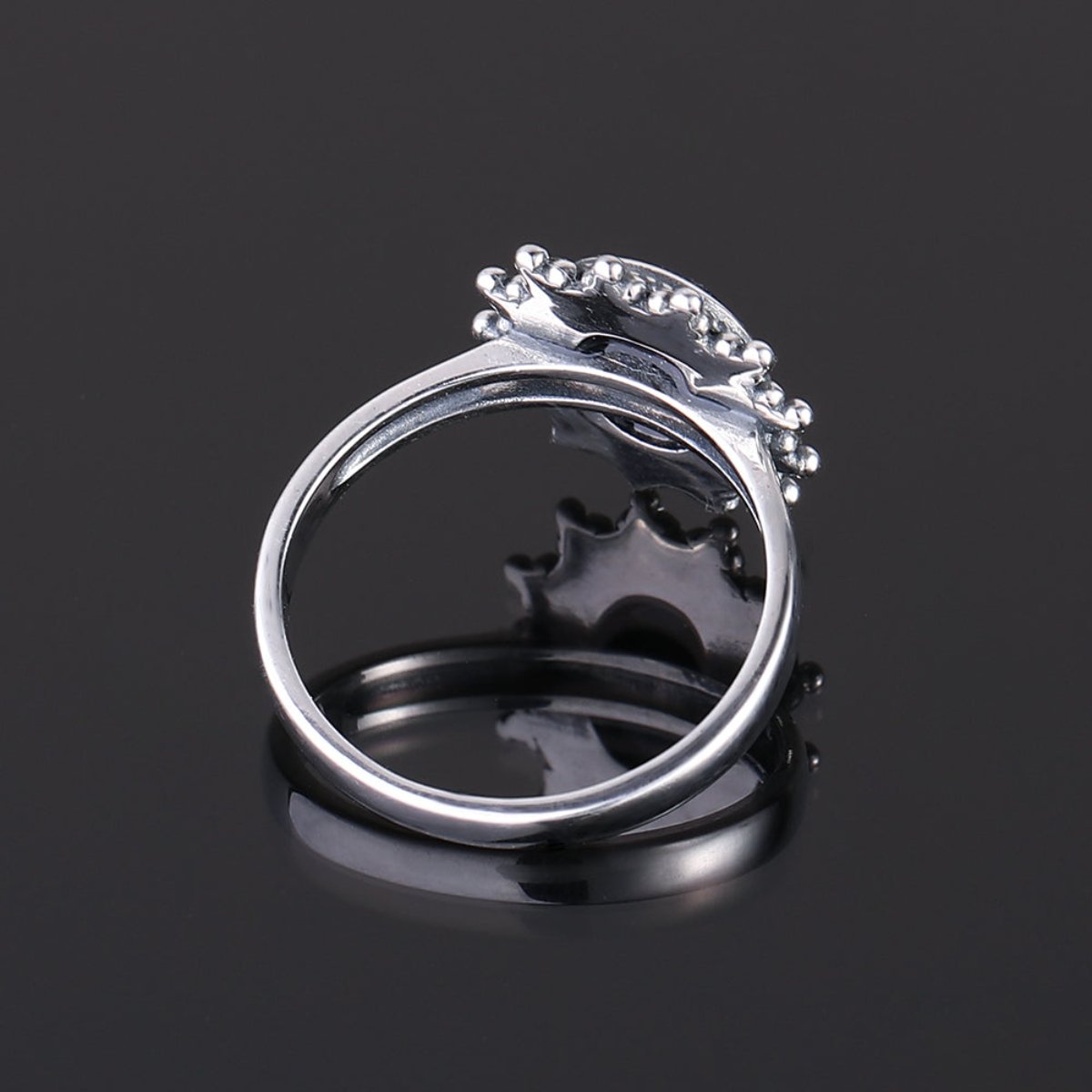 Elegant Natural Blue Sandstone Silver Ring
