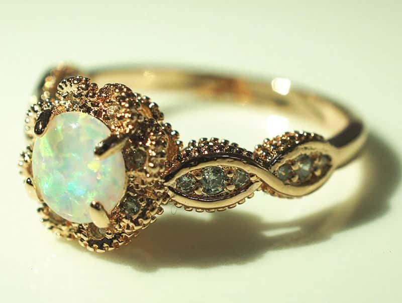 Flower Zirconia Opal Ring