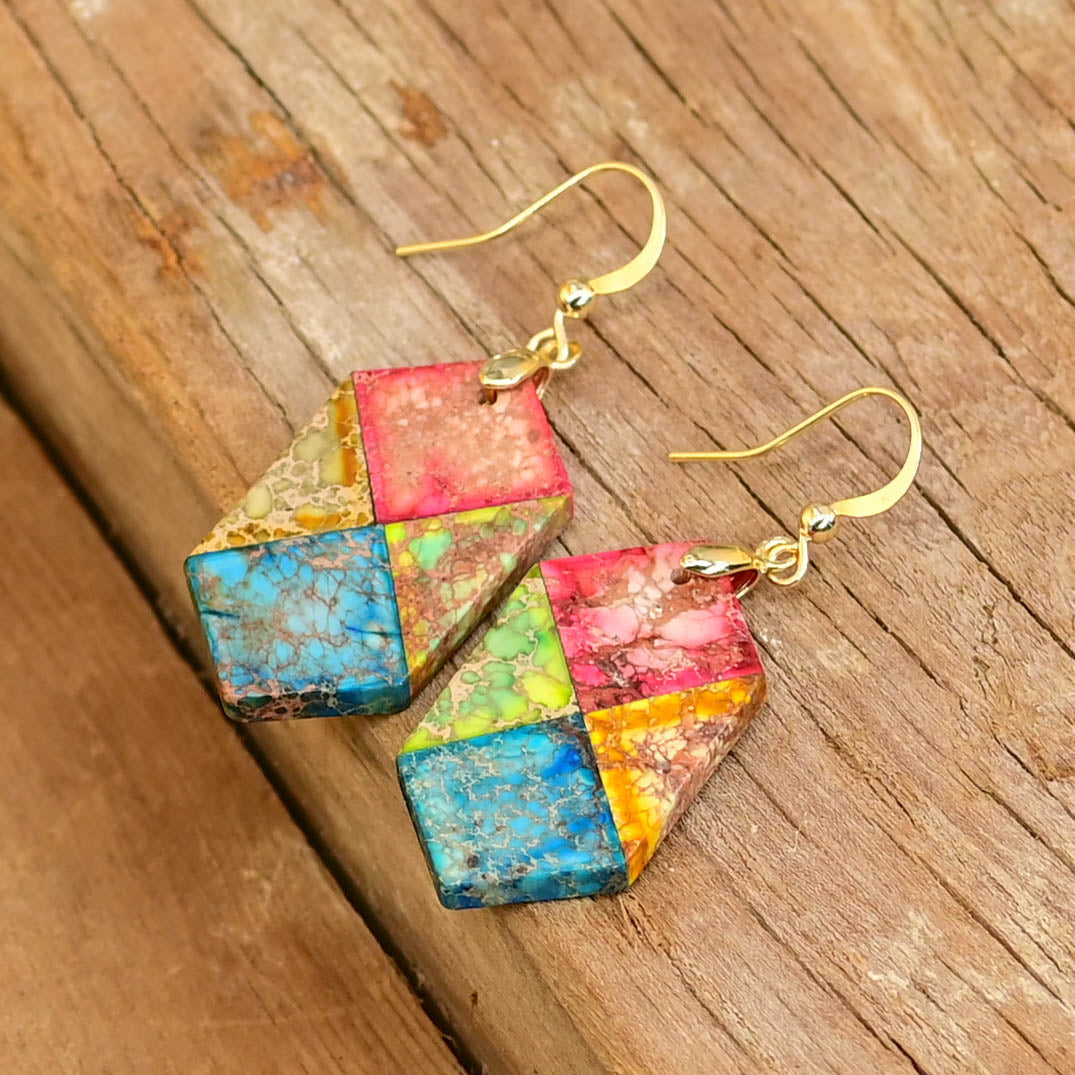 Hexagonal Jasper Earrings