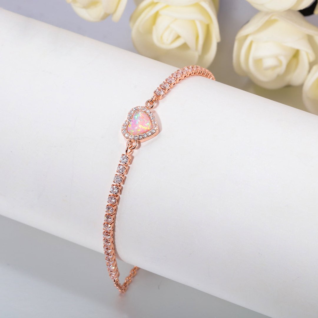 Enchanting Heart Fire Opal Bracelet