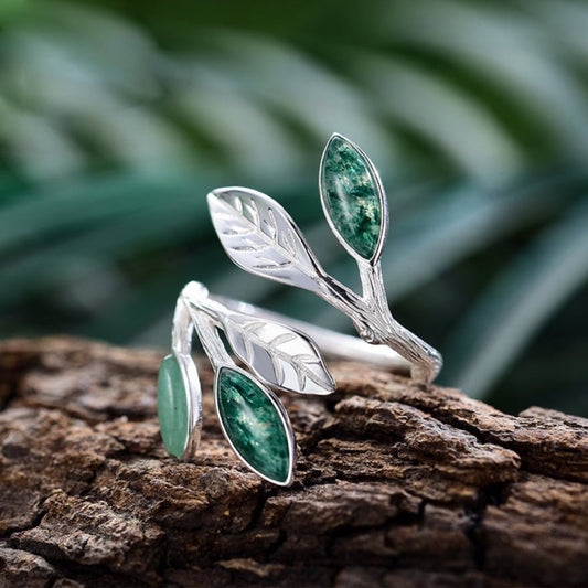 Elegant Aventurine 925 Sterling Silver Adjustable Ring