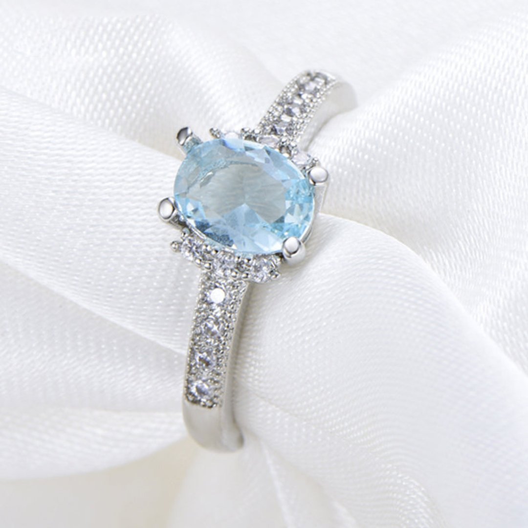 Shining Aquamarine 925 Sterling Silver Ring