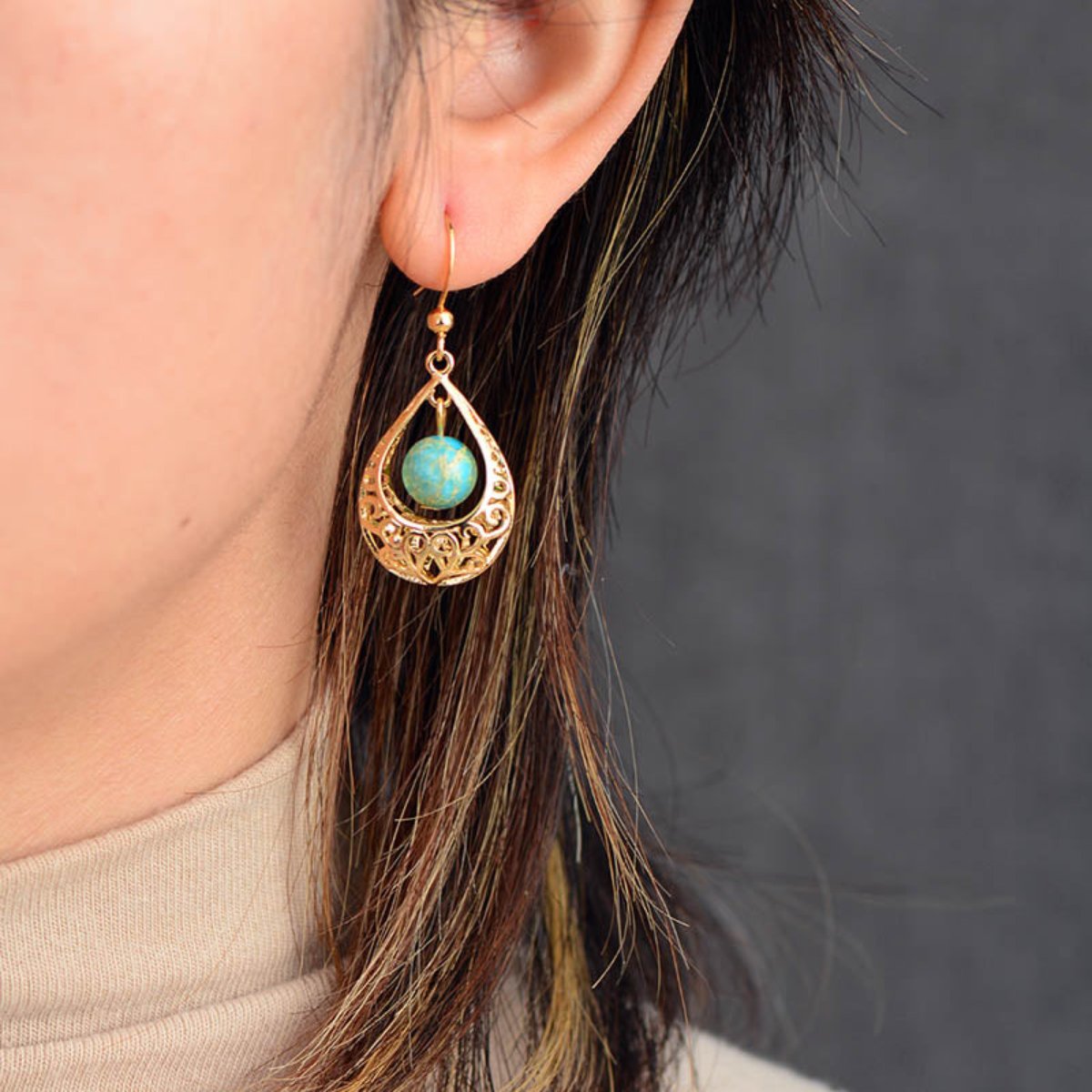 Elegant Drop Gold Tone Earrings