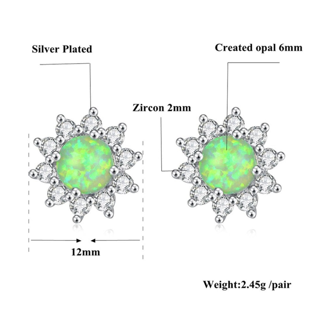 Sunflower Opal Silver Plated Earrings