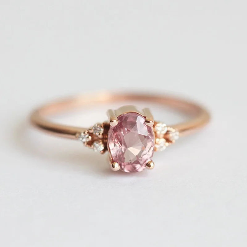 Chic Pink Oval Quartz Ring