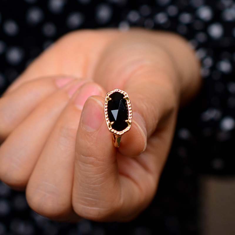 Natural Black Onyx Adjustable Ring