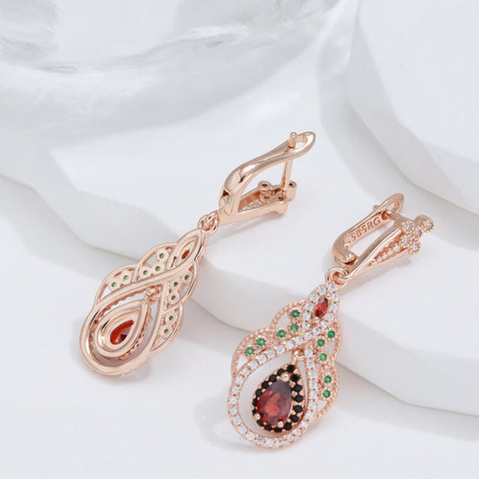 Turkish Garnet Antique Gold Color Earrings