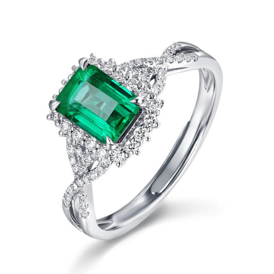 Sterling Silber Ring mit Smaragd im Vintage Stil 
