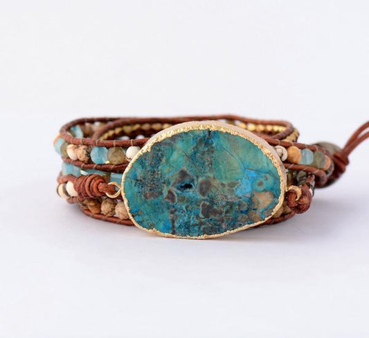 Ocean Jasper Golden Bracelet