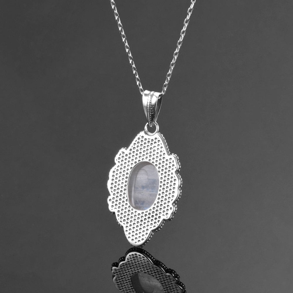 Vintage Halskette aus Sterlingsilber mit natürlichem Mondstein