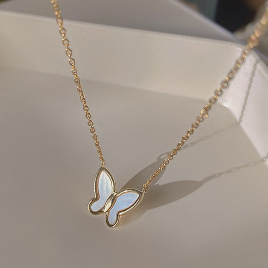 Pretty Butterfly Sea Shell Necklace