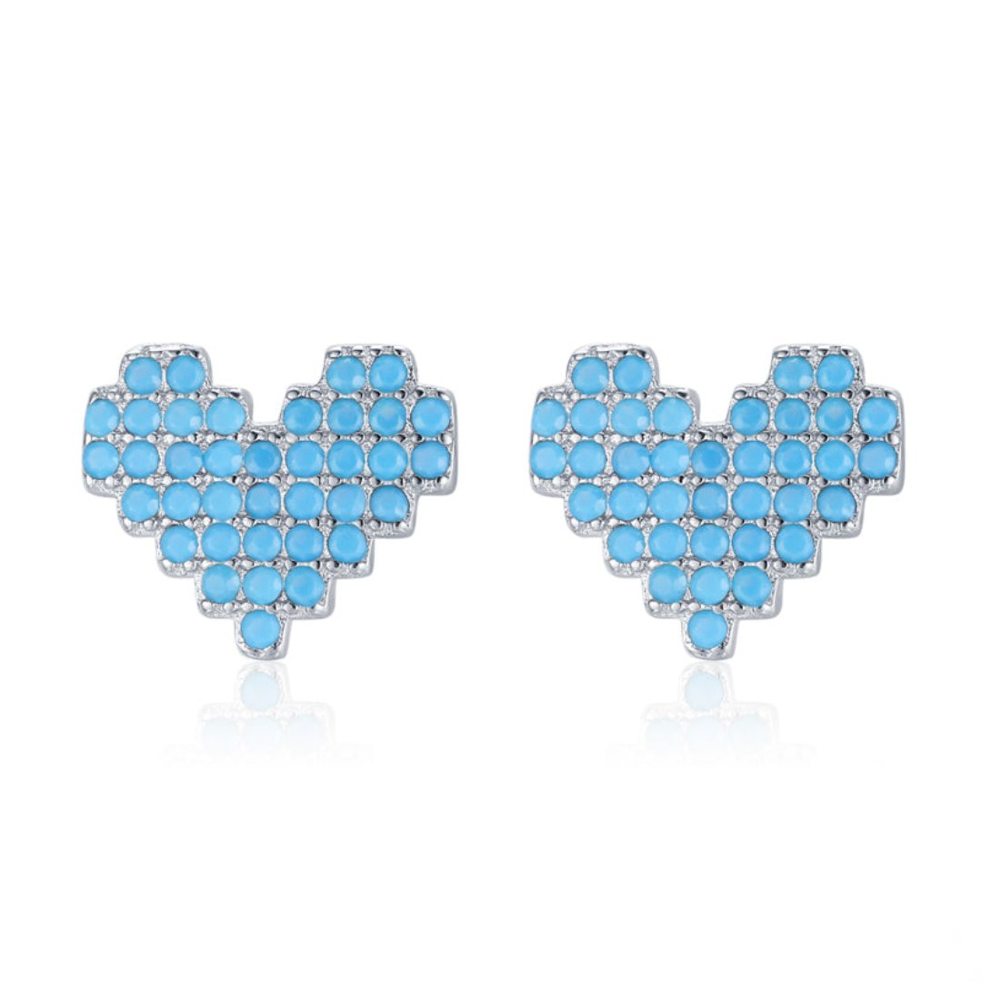 Turquoise Heart 925 Sterling Silver Stud Earrings