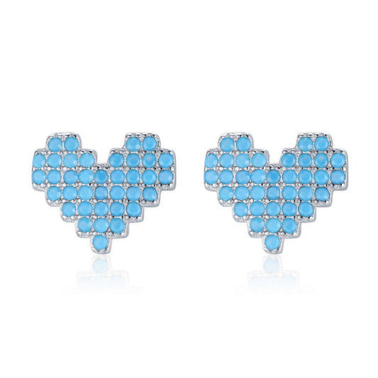 Turquoise Heart 925 Sterling Silver Stud Earrings
