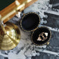 Verstellbarer Retro-Ring aus schwarzem Achat und Perle