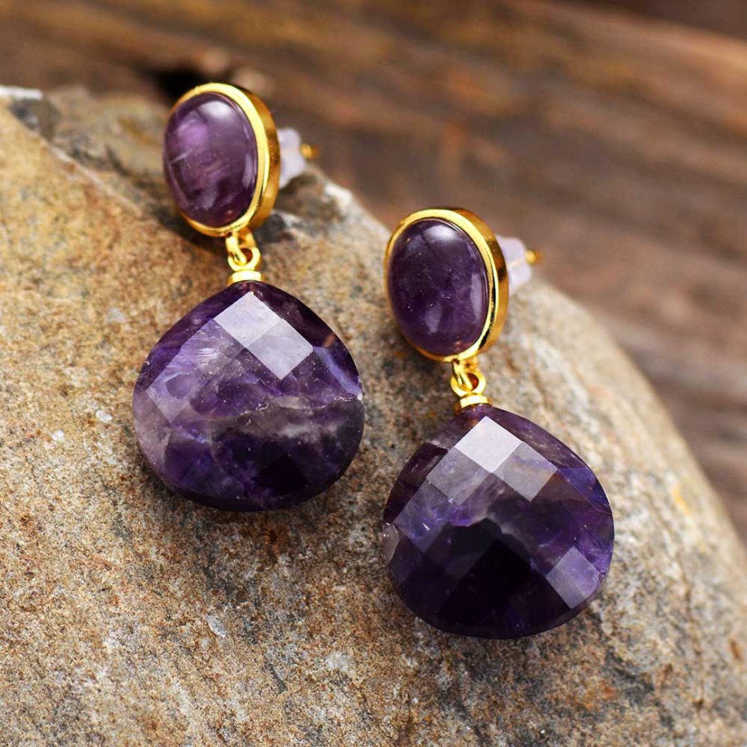 Bohemian Amethyst Teardrop Earrings